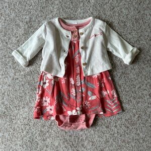 5/$25 Carter’s Baby Girl 2-Piece Coral Dress and Cardigan Set
